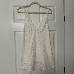 Urban Outfitters White Eyelet Sleeveless Dress